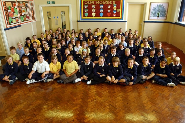 Recognise any of the faces in this line-up of Year 6 pupils in 2006?