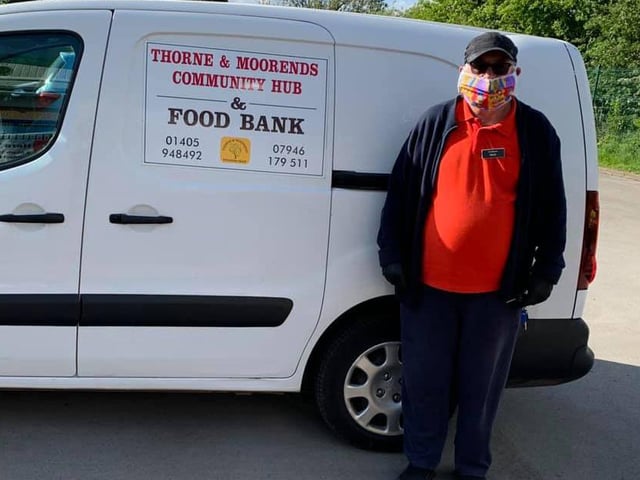 Mick Hennessey collecting and delivering food from Thorne and Moorends Food Bank