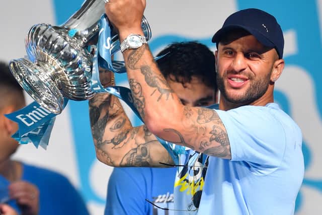 Kyle Walker of Manchester City during their Treble winning Victory Parade: Gary Oakley/Sportimage