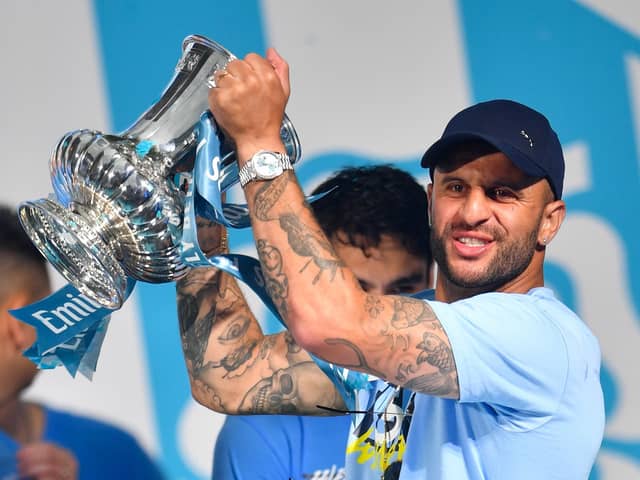 Kyle Walker of Manchester City during their Treble winning Victory Parade: Gary Oakley/Sportimage