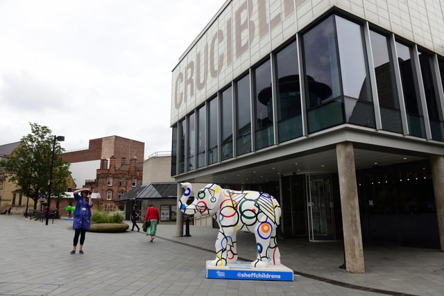 7 July 2016.....The first of Herd of Elephants , a scuplture trail across the city, the latest fundraising initiative by the Sheffield Childrens Hospital Charity begin to appear in situ.Outside the Crucible. Picture Scott Merrylees