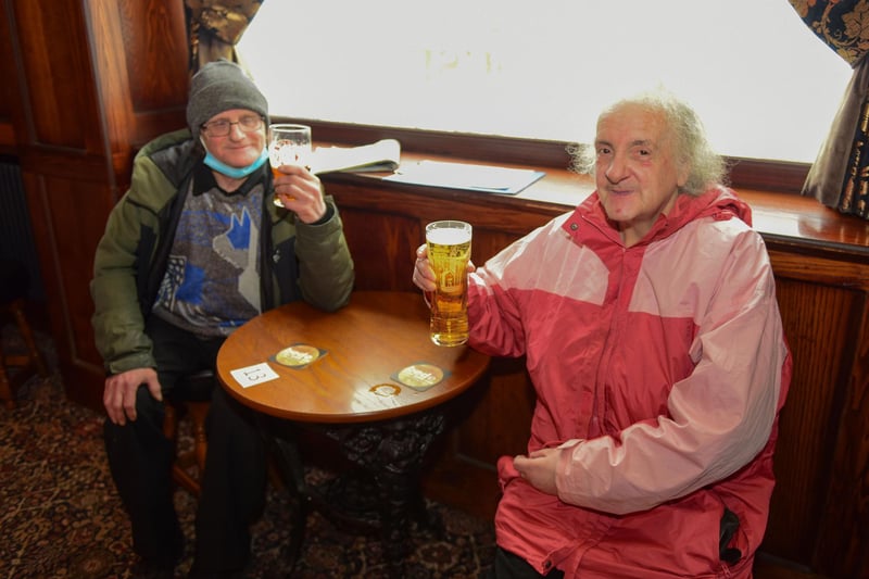 David O'Brien and Carol Allan enjoy a sup at the Albion Gin & Ale House, Jarrow.