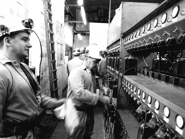 Miners returning to work after the pit's brief closure in 1993