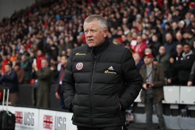 Chris Wilder, the Sheffield United manager, in front of a packed house at Bramall Lane: Simon Bellis/Sportimage
