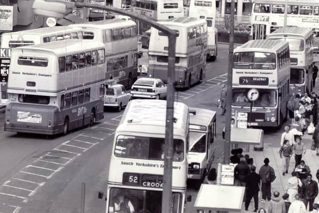 Sheffield High Street was becoming more like a bus station than a city shopping street in September 1988
