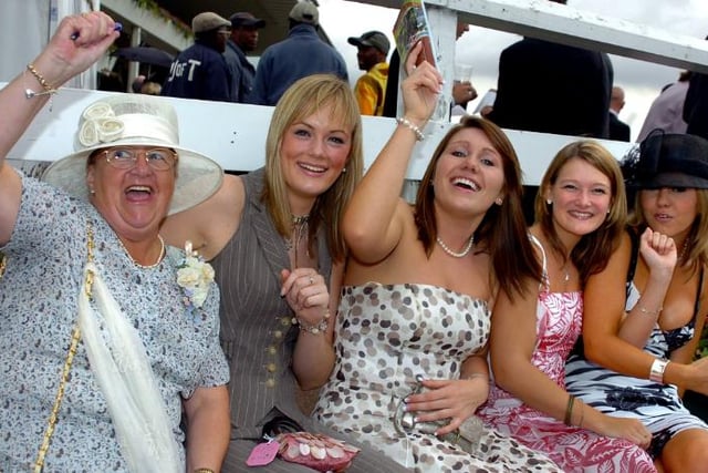 Mary Stainforth, Laura Carnell, Racheal Brady, Catherine Noble and Goergine Mackey enjoying the races in 2005.