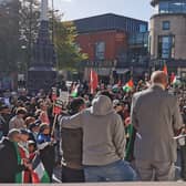A protest rally in support of the people of Gaza held outside Sheffield City Hall on Saturday, October 16. Picture: Julia Armstrong, LDRS