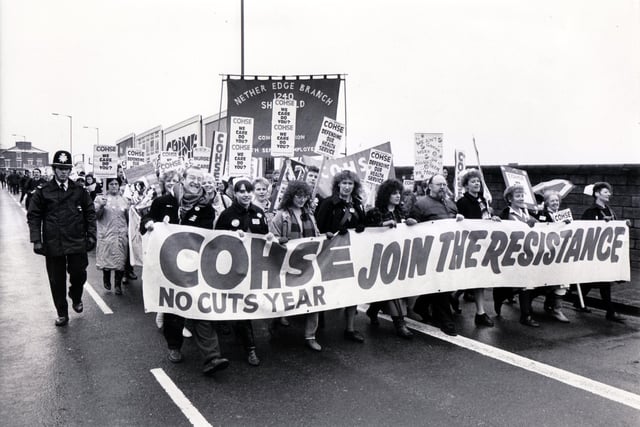 Health workers protest march down Spital Hill, Sheffield - 14th March 1988


