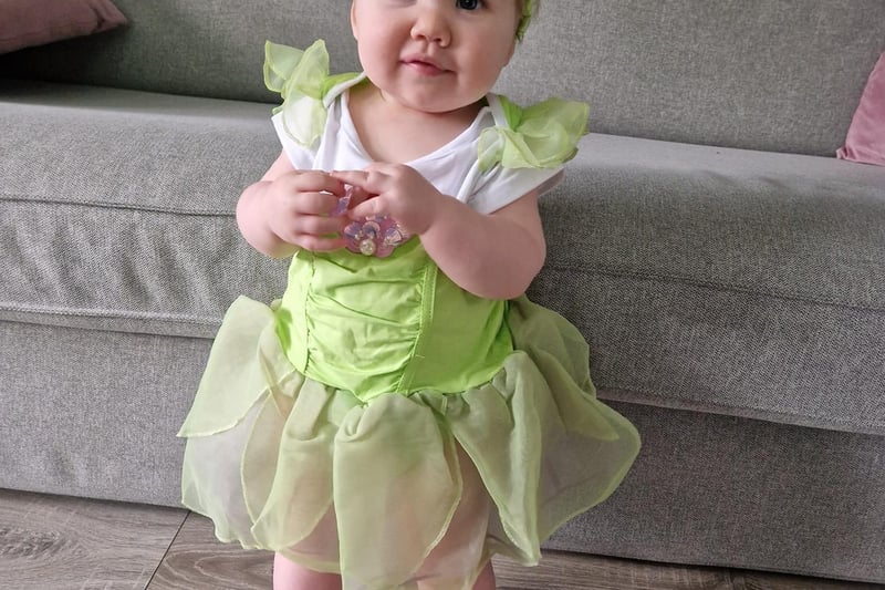 Freya dressed as Tinkerbell on her first World Book Day.