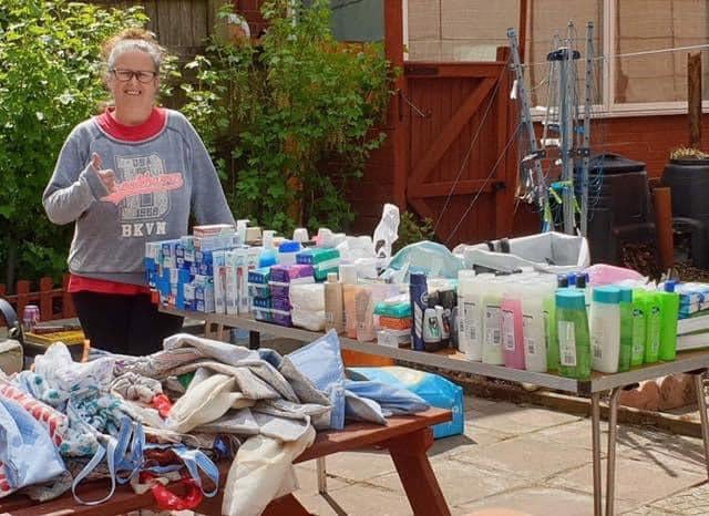 Picture sent in by - Pheobe Jade
Amanda Fisher, district councillor from Woodhouse - who has spent most of her time in lockdown working on projects to help out in the community. 
One example of hours put into volunteering is her initiative of making homemade wash bags for patients at King’s Mill, collating items/donations from around the district via a shoutout made on a Facebook video and then delivered the bags of essentials up to a couple of wards up at the hospital.