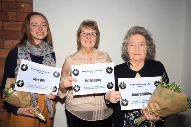 The Star Women of Sheffield 2019 Awards: Winifred Gales Award for Politics winners Pat Midgley, June Griffiths, and Sara Hill.