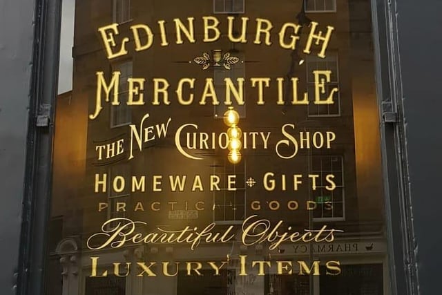 Edinburgh Mercantile, in 18 North West Circus Place, Stockbridge, is an example of Tatch's most recent signwriting works in Edinburgh.