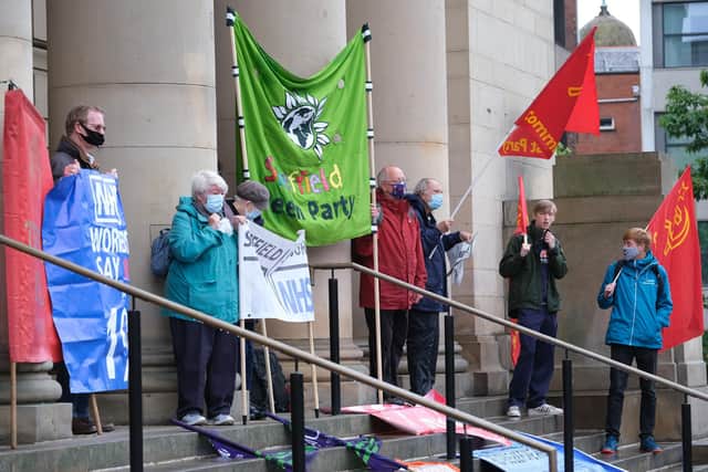 Rally in support of NHS workers at barkers Pool in Sheffield