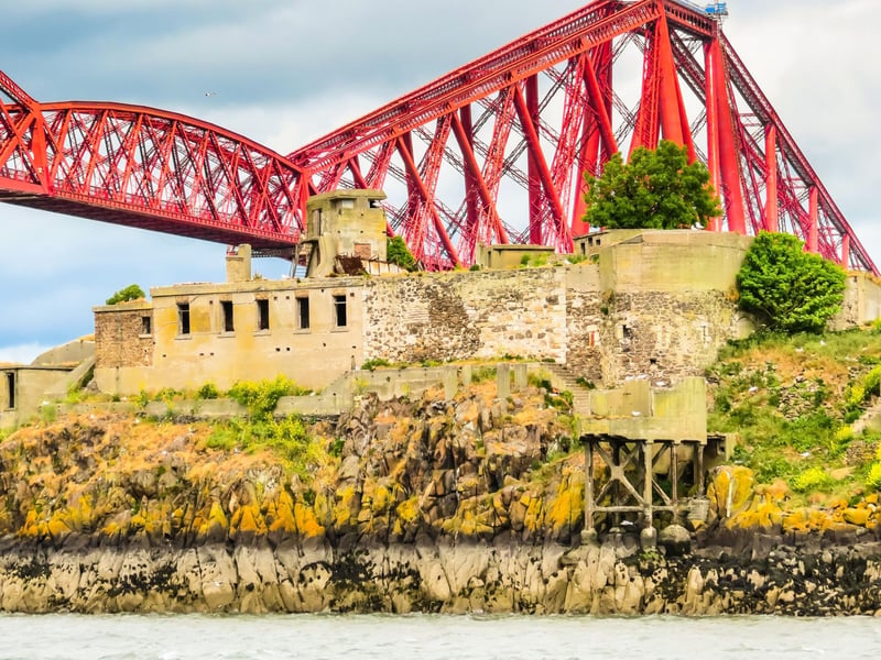 Before it was incorporated into the Forth Bridge in 1882, battleship-shaped Inchgarvie was the main route between South Queensferry in Lothian and North Queensferry in Fife. There are a number of 'inchs' in the Firth of Forth, as it derives from the Gaelic word for island, innis. Innis garbh translates to 'rough island'. Built in 1513, its fortress was used during Cromwell's campaign, through the Napoleonic wars, up until the Second World War.