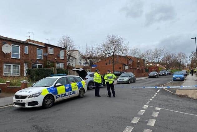 Police, pictured, launched an investigation after the alleged murder of 20-year-old Ramey Salem following a shooting at a flat on Grimesthorpe Road South, at Burngreave, Sheffield.