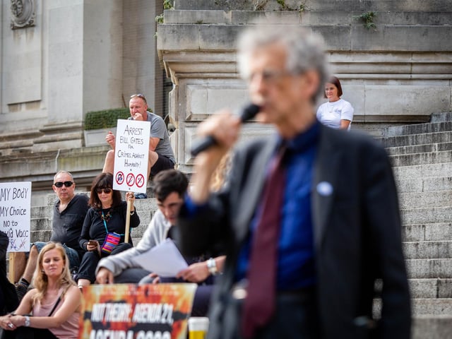 Protesters take part in the Portsmouth for Freedom event at Portsmouth Guildhall on Saturday. Picture: Habibur Rahman
