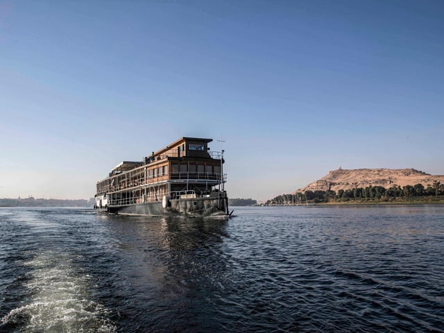 The steam ship "PS Sudan" cruising along the Nile