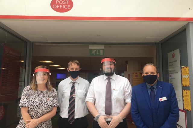 Staff are excited to be back after being off for almost four months. Davina Whitecross, Barry Scully, Philip Rae and Laird Strang from the Post Office said they are enjoying being back in business and seeing customers again after about 16 weeks of lockdown