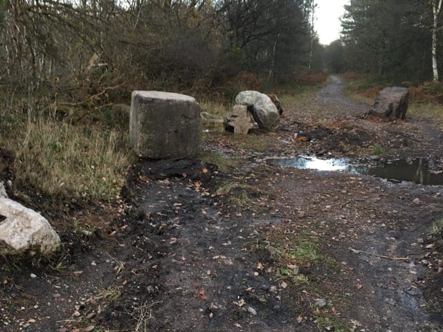 Boulders removed on access road near the Desert