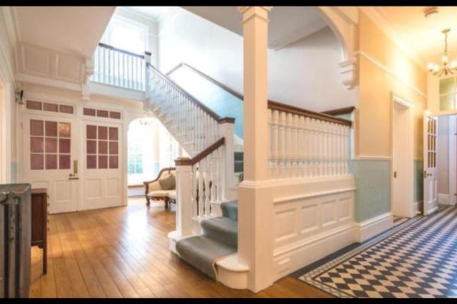 Upon entering the property you are greeted by the impressive entrance hall with Minton tiled flooring, which holds the dual staircase, which leads to a spacious landing on the first floor.