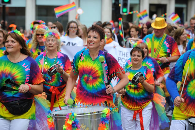Raw Samba lead Portsmouth Pride Parade 2015. Picture: Allan Hutchings (150998-950)