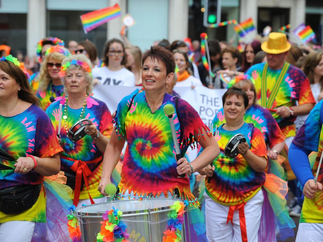 Raw Samba lead Portsmouth Pride Parade 2015. Picture: Allan Hutchings (150998-950)