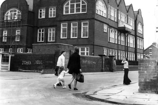 It's important to get to class on time. That's what these children were trying to do at South Westoe School in 1973.