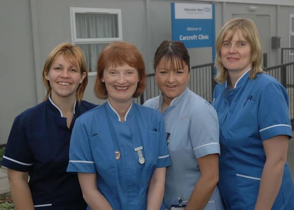 Nurses outside their new base next to Carcroft Working Men's Club in 2005 were Carcroft district nurses Sarah West, Maggie Gallagher, Clare Huby and Kathryn Mackintosh.
