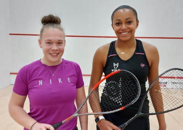 Asia Harris, right, was crowned champion of the Women's US Junior U17 Open 2021. Also pictured is Katie Wells, who like Asia is coached by Nick Matthew.