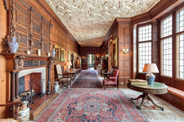 The principal reception rooms are located on the first floor all leading from the gallery which was restored by the 14th Earl and Countess.