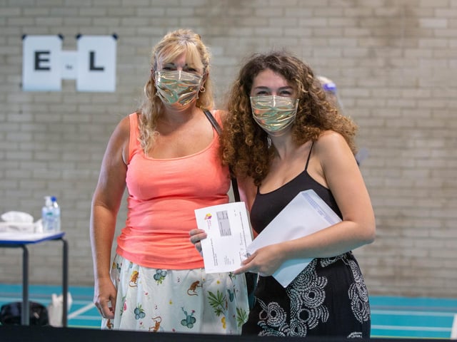 Karen Hardwick with her daughter India Hall happy with her result at Portsmouth College. Picture: Habibur Rahman