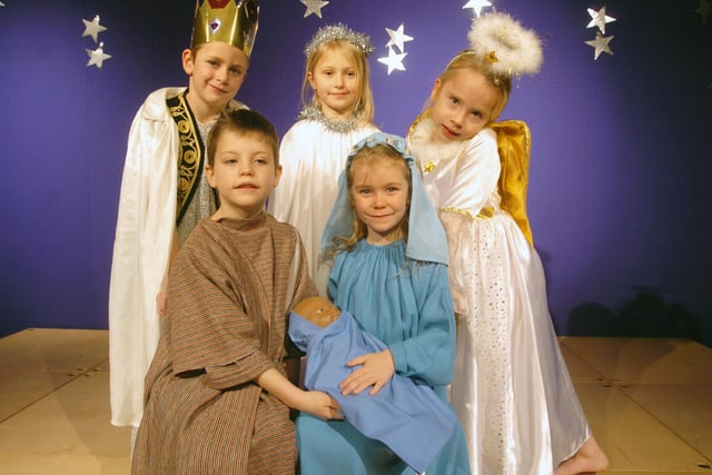 Back L-R are Callum Dorsett, Lily Straw, both seven, Hannah Calvert, six, front L-R are Finlay Nugent, and Megan Aspinall, both six pictured in 2007