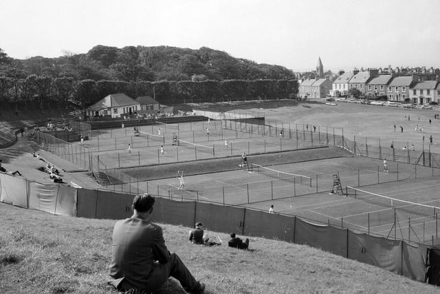 Spectators getting a great view of the North Berwick tennis tournament in 1964.
