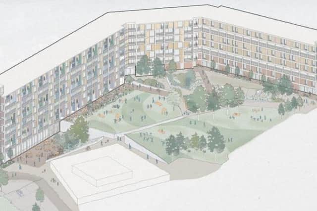 Illustration of Park Hill redevelopment phase 4. Developers have unveiled fresh plans for stage four of its redevelopment of the landmark Park Hill flats which starred in the Standing at the Sky’s Edge musical.