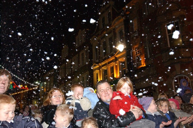 Snow fell on South Shields as the Christmas lights were switched on in 2003. Were you there to see it?