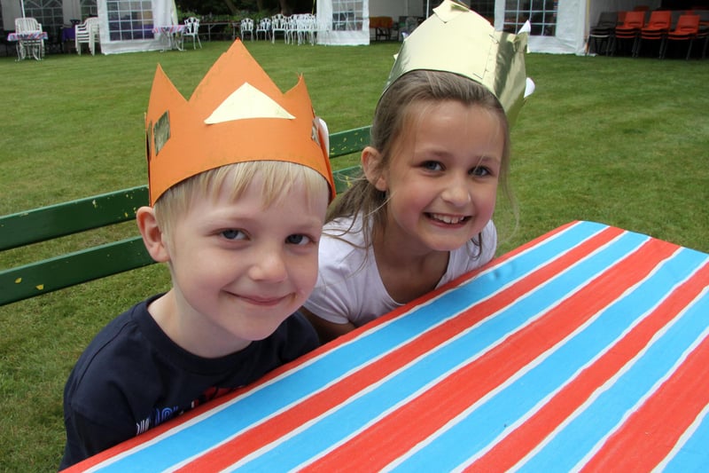 Unstone St Mary's School Jubilee Lunch in 2012. Oliver Tomlinson-Gibbs (left) and Macey Evison.