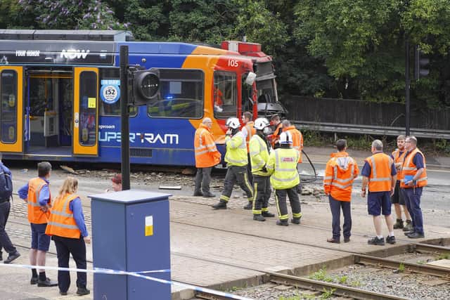 Supertram crash at Cricket Inn Road. Picture Scott Merrylees