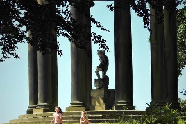 Children playing at the Ionic Temple