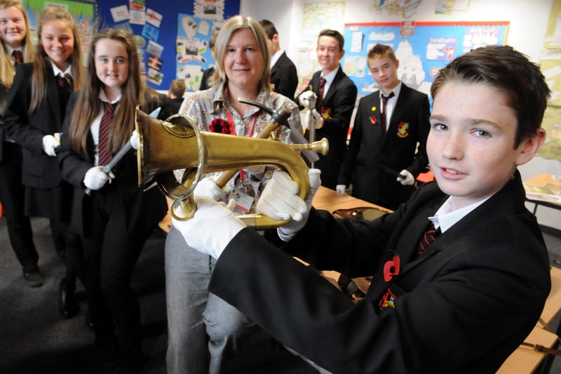 Year 9 pupils got their hands on First World War memorabilia thanks to Durham Light Infantry Museum's learning support officer Naomi Beeley. Remember this from 9 years ago?