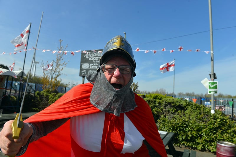 Dougie's Tavern owner Norman Scott enjoying St George's Day in the sun.
