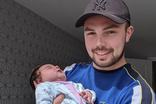 Jodie Tingle says: "Matt Denny with his new born daughter Rosie, celebrating his first Father’s Day on Sunday once he’s finished work. The best daddy x."