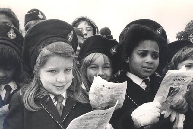 Members of the Girls' Brigade at the Meersbrook Park Whit Sing in 1972