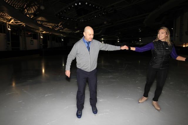 Free Press reporter Nigel Booth had a ice skating lesson with Hayley Beecher at The Dome in Doncaster in 2015