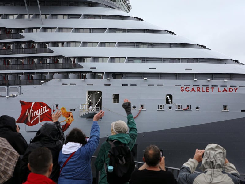 Arrival of Virgin crusie ship Scarlet Lady in Portsmouth. Picture: Chris Moorhouse (jpns 210621-11)