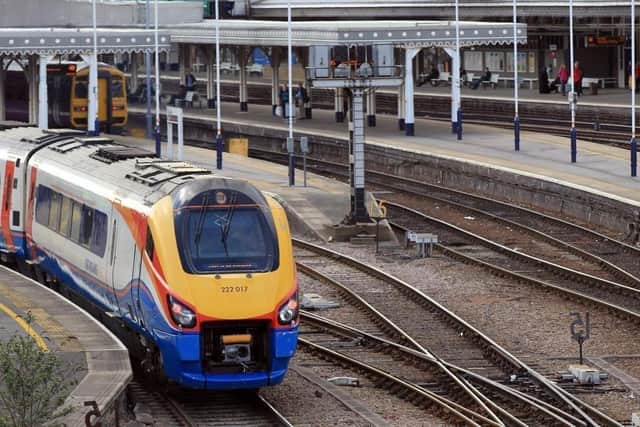 Sheffield Railway Station. A number of trains from Sheffield to Manchester Piccadilly and Liverpool Lime Street are delayed or cancelled this morning (September 17, 2026).