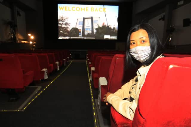 Lesley Ellerby in the Showroom cinema in Sheffield when it was getting ready to reopen again after lockdown restrictions eased in May