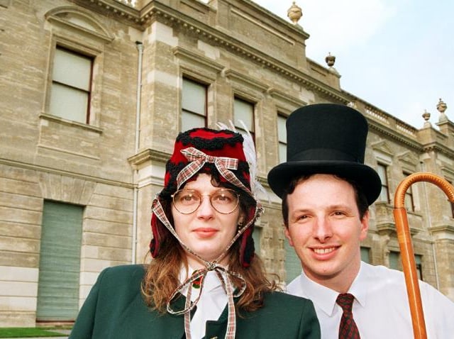 Hall custodians Micheal Constantine and Alison Whitham before their upcoming wedding. Taken March 1997.