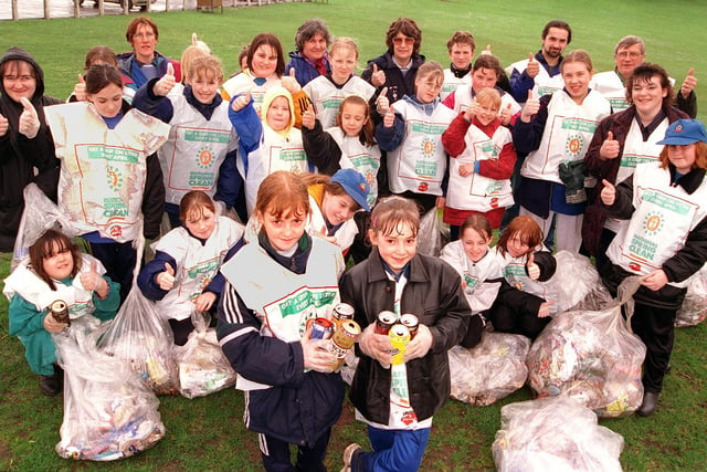 Alana Jones (standing,fourth from right), who worked at McDonalds, Doncaster, organised a litter-pick at Sandall Park involving scouts from Barnby Dun and Edenthorpe and guides and brownies from Conisbrough. Our picture taken in 1998 shows Becky Stephenson, aged ten, and non-guide Kaylee Daniels, aged nine, who came along to help with her mum, McDonalds worker Corrine Steadman