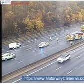 Emergency services at the scene of an incident at on the M1 near J31 this afternoon, involving several vehicles