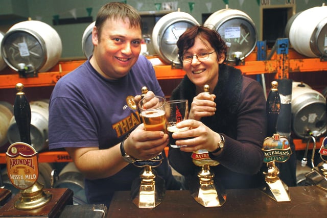 Members Robert carroll and Karen Whinfrey at Sheffield Steel City Beer Festival at the St Philips Social Club in 2005
